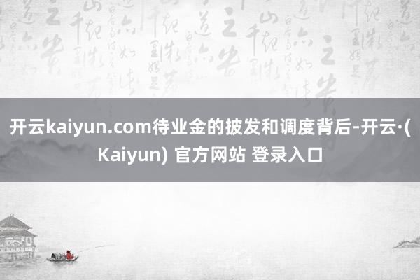 开云kaiyun.com待业金的披发和调度背后-开云·(Kaiyun) 官方网站 登录入口